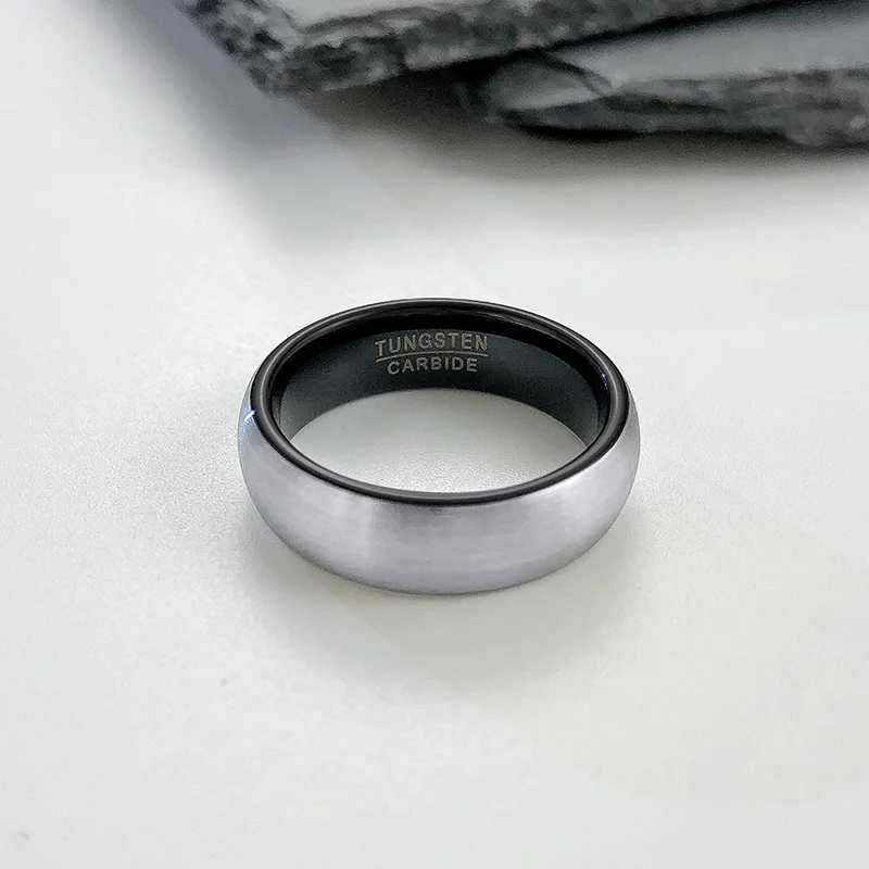 Tungsten mens ring pure gray 6mm brushed dome wedding ring mens anniversary jewelry W240826