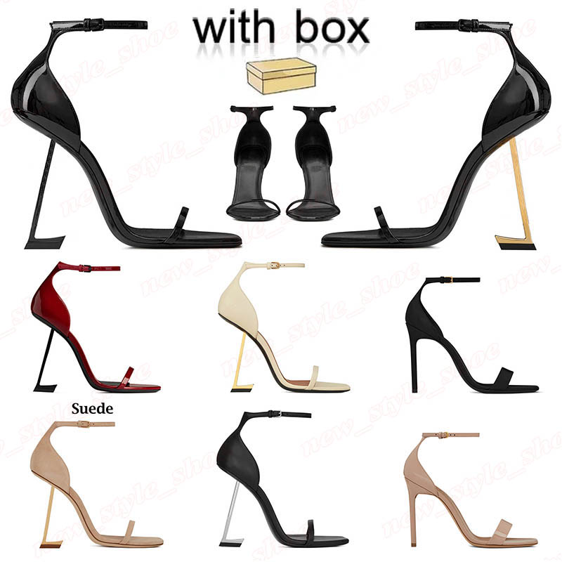 2024 With Box Women Dress Shoes Designer High Heels 10cm Patent Leather Black White Sexy Luxurys Suede Peep Toe Sandals Office Rubber Loafers 35-42