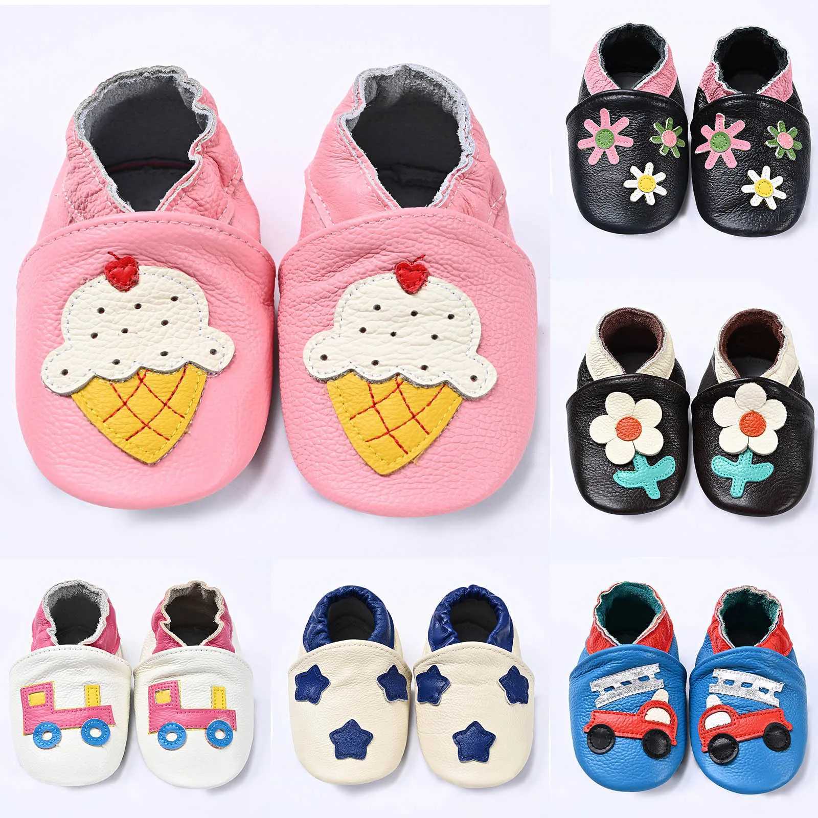 Comfortable cowhide baby shoes for boys and girls Moccasins sliders for toddlers first step walking sneakers Chaussure baby sneakers M240827