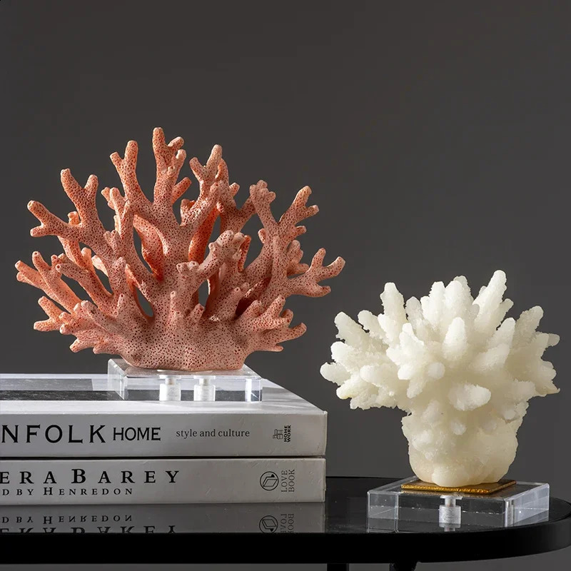 Creative Resin Coral Crafts Hollow Coral Sculpture Decorative Figurines Colorful Crystal Ornaments Home Decoration 240826