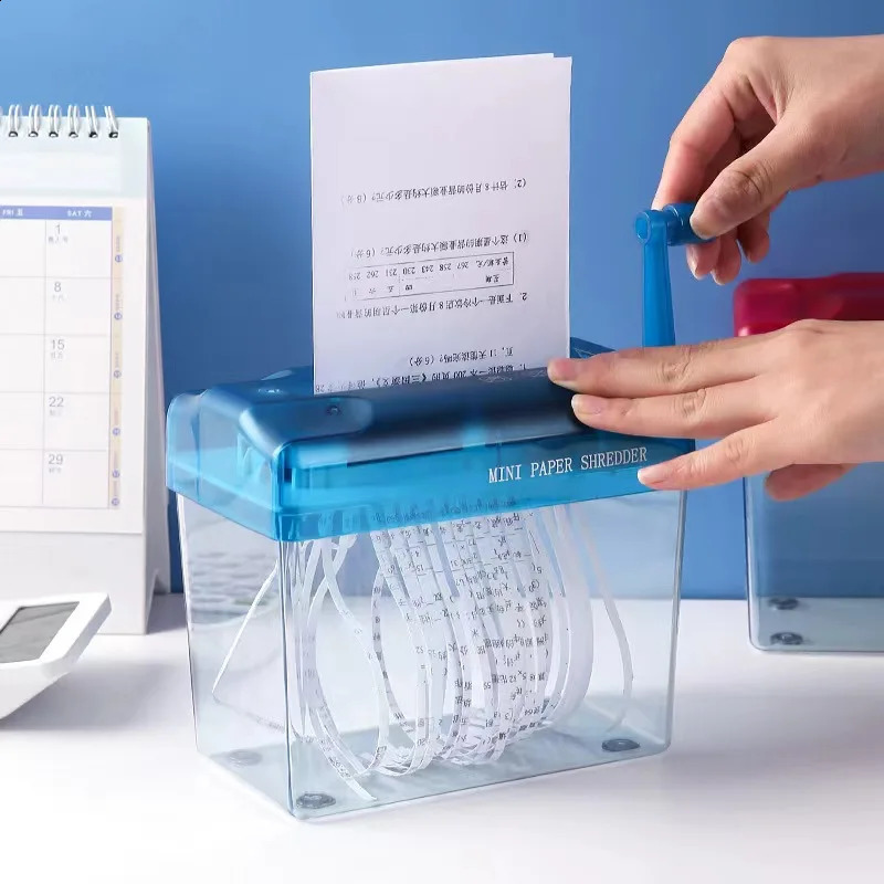 One Piece Office Manual Shredder Household Small Mini Paper Shredder Tool Hand Cranked A6 File Shredder 240826
