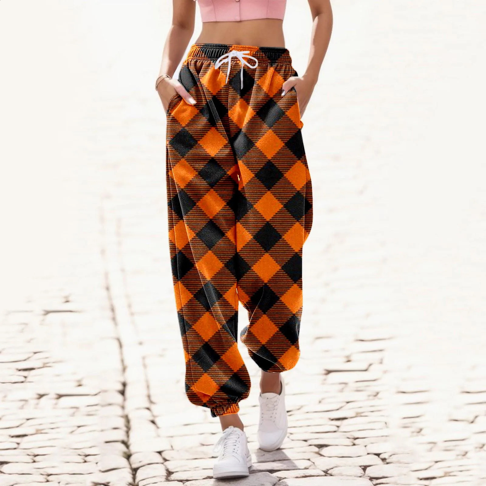 Womens Halloween 3D printed bottom sports pants pocket high waisted fitness gym sports fitness jogging pants Trouser underwear for women 2025 240827