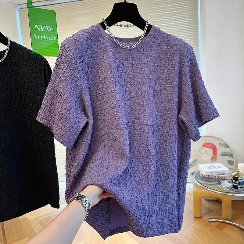 Summer mens loose Tshirt casual lazy breathable quick drying short sleeved cool and fashionable Korean outdoor high street top 240827