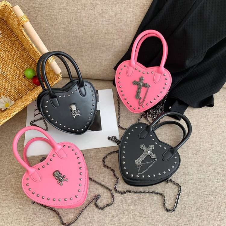 Sweet Cool 2024 New Fashion Love Handheld Chain Women's Gothic BagS Bag