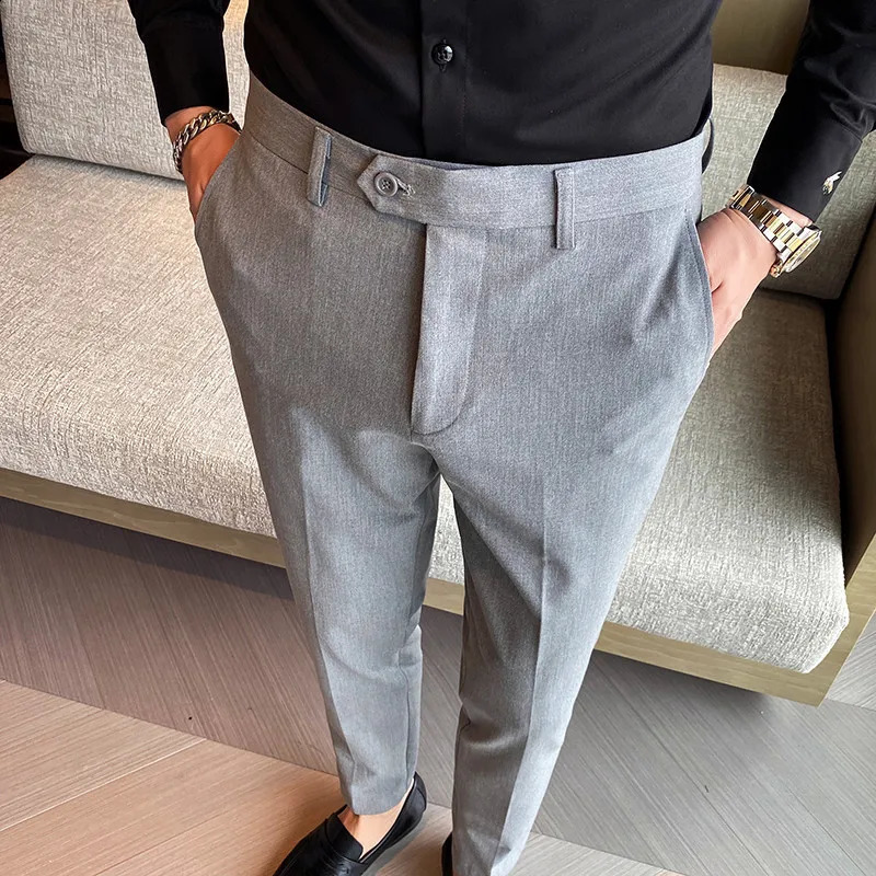40 42 Summer Ankle Length Business Dress Pants Men Casual Office Social Suit Pant Wedding Party Streetwear Trousers Men Clothing 240827