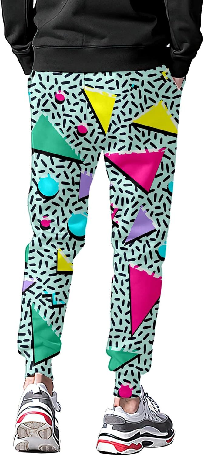 2024 Sweatpants Mens 80s Costumes for Men Joggers Pants Casual Pants Running Pants with Drawstring 90s Outfit for Men sweat pants