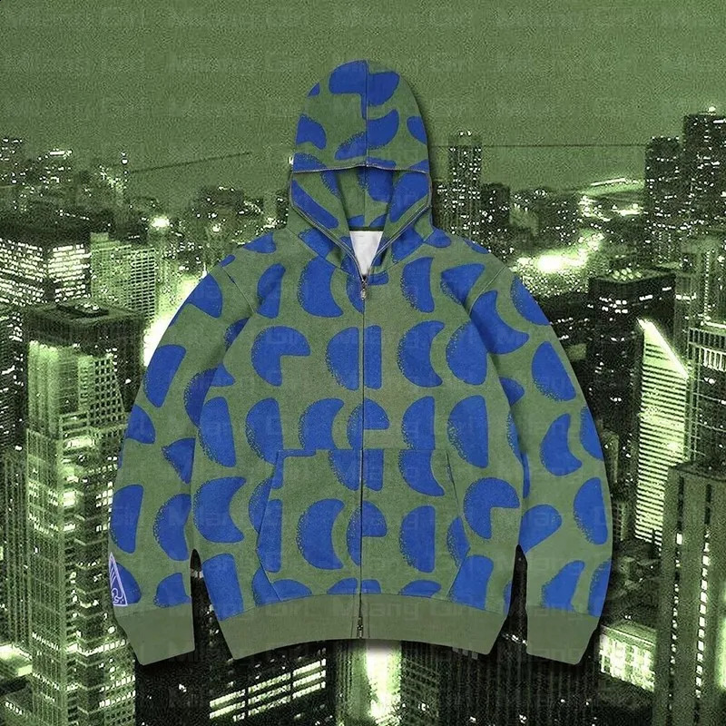 Y2k Zip up Hoodie graphics Print goth Punk Sweatshirt Mens hoodies Sport Coat Pullover Goth Long Sleeve Oversized hoodie jacket 240827