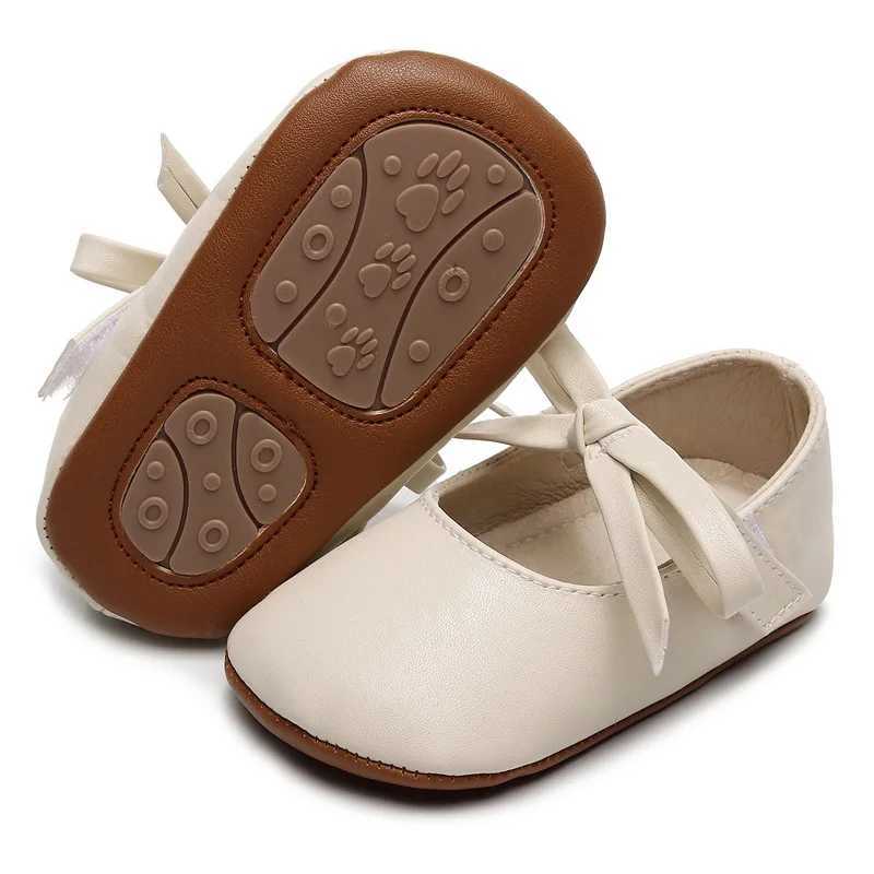 BeQeuewll Baby Girls Mary Jane Shoes Bow PU Princess Apartment Casual Walking Shoes M240827