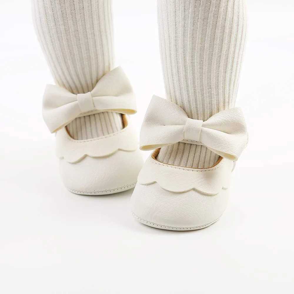 Baby Girl Mary Jane Apartment with bow tie bow tie anti slip toddler first mover princess dress shoes M240827