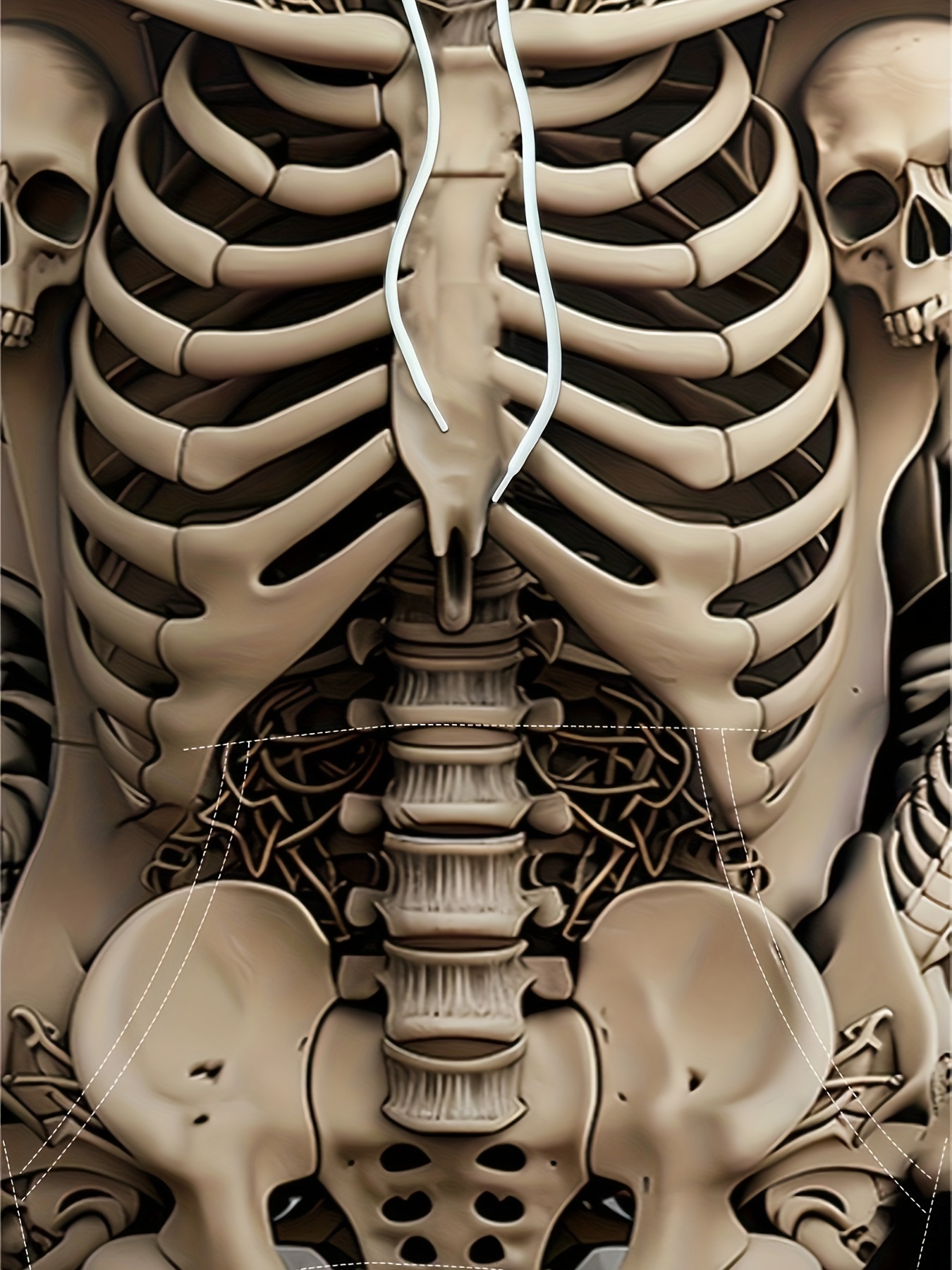 Halloween 3D Skeleton Skull Print Hoodie for Men - Relaxed Fit, Polyester Material, Hood with Drawstring, and Front Pocket