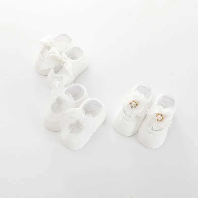 3 pairs of baby girl shoes floor anti slip socks childrens first mover elastic knitted shoes (0-3 years) M240827
