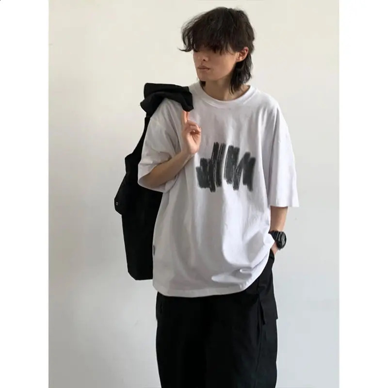 Summer casual mens High Street Printing Graffiti Trendy T-shirtQuick Drying Pockets Cargo Pants Suit Japanese Street 2 pieces 240827