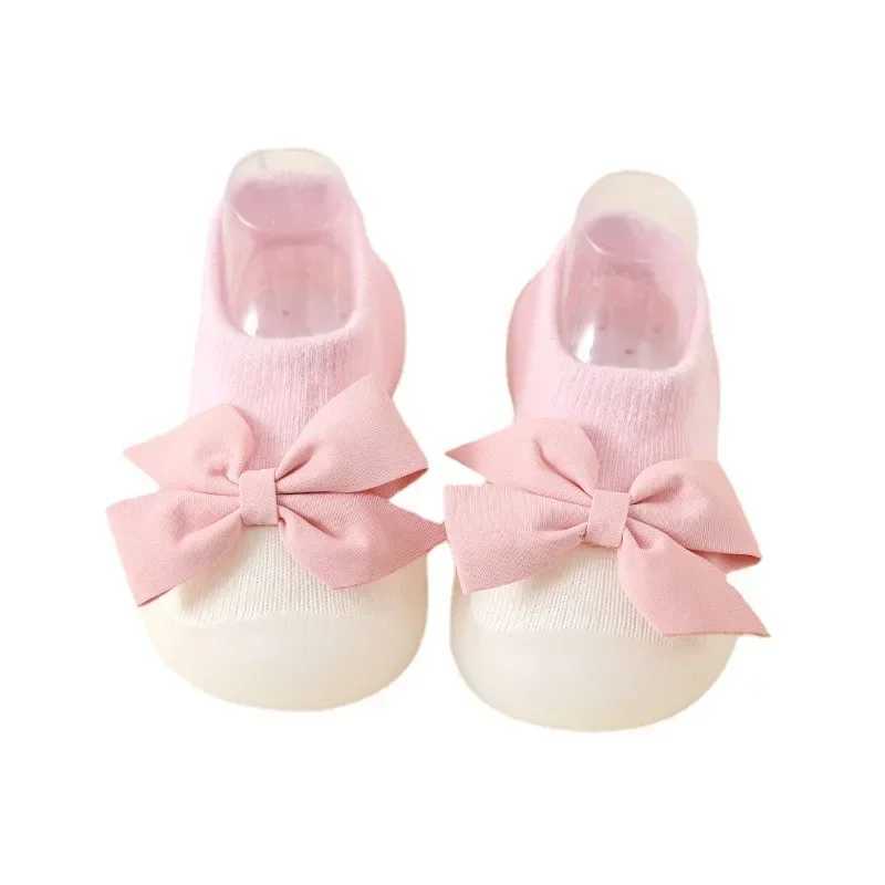 Spring and summer new bow childrens indoor shoes cute princess style baby socks baby walking shoes M240827