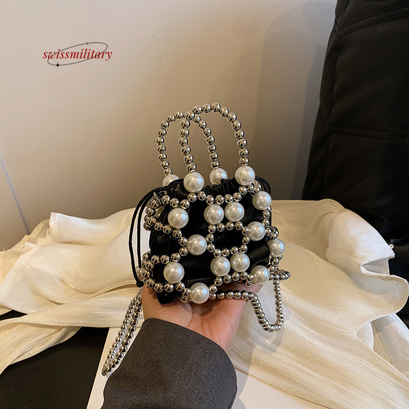 Swissmilitary Small high-end spherical hardware handbag with 2024 summer trend, featuring drawstring design and a stylish woven crossbody bag #22