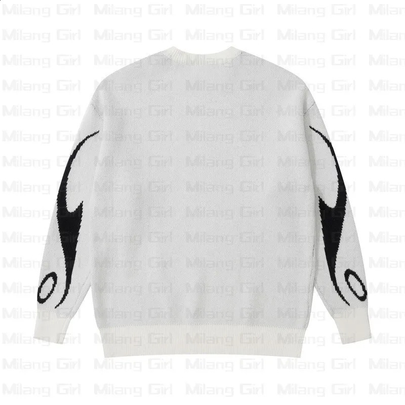 Star print Gothic black knitted Y2K winter oversized mens sweater Holloween 2000 punk couple skydiving youth clothing 240826