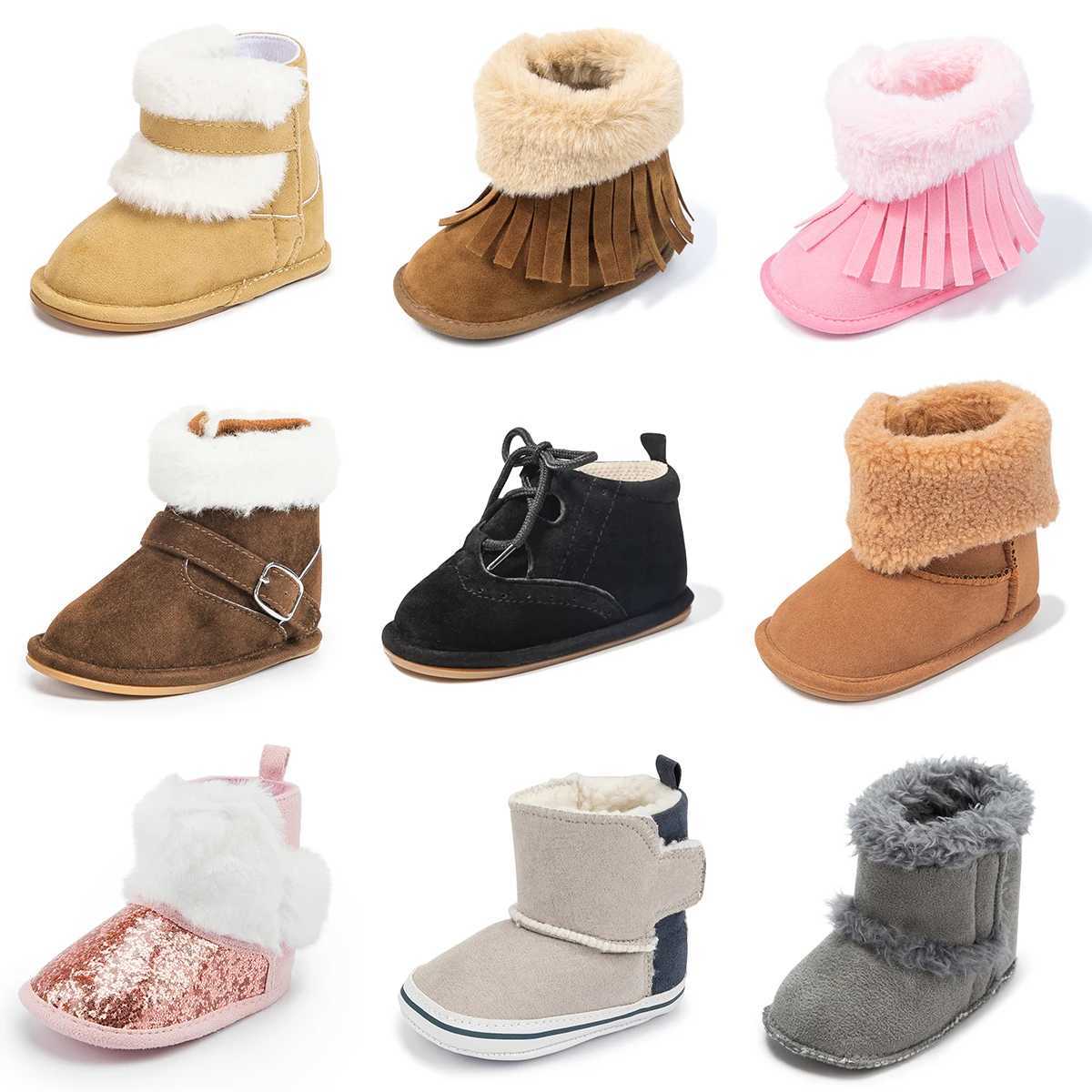 KIDSUN newborn baby boots winter warmth for girls and boys baby soft soled fur snow boots 0-18M M240827