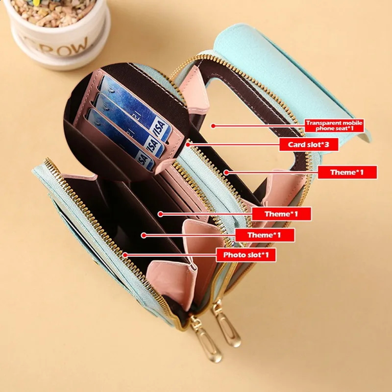 Women Crossbody Shoulder Bags Wallets Touch Screen Cell Phone Purse Soft Leather Strap Handbag for Female Messenger 240826