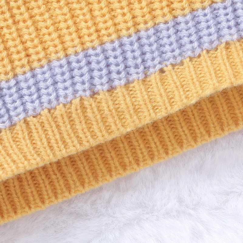Newborn baby boy sweater casual striped print warm knit autumn long sleeved baby knitW240824