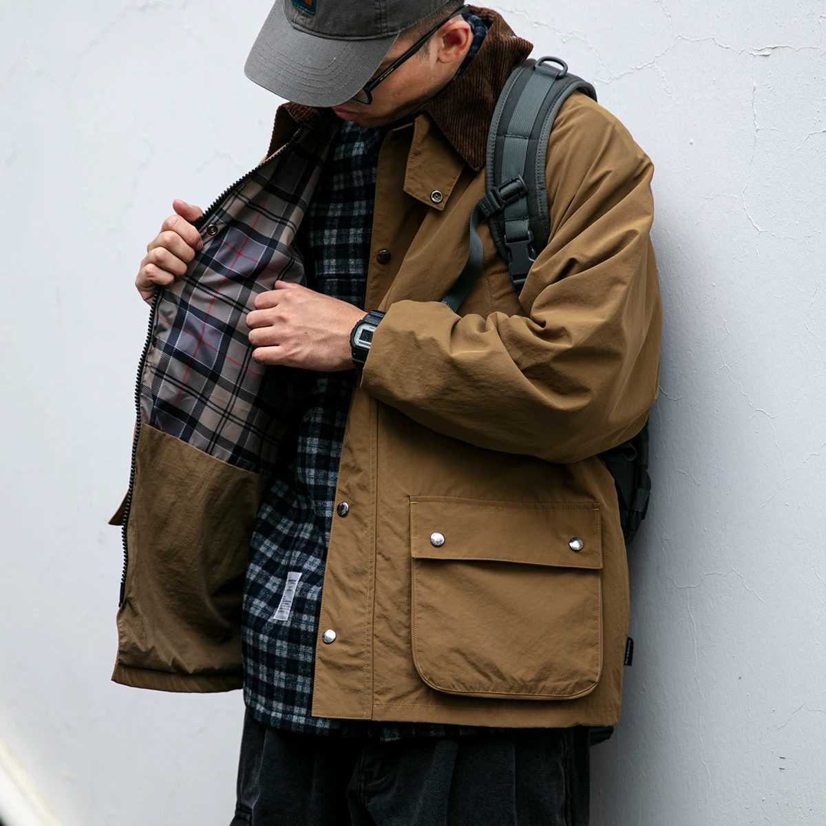 Vintage Outdoor Windbreaker Jackets For Men Clothing Japanese Harajuku High Quality Casual Lapel Cargo Coat Fashion Jacket Male X250213