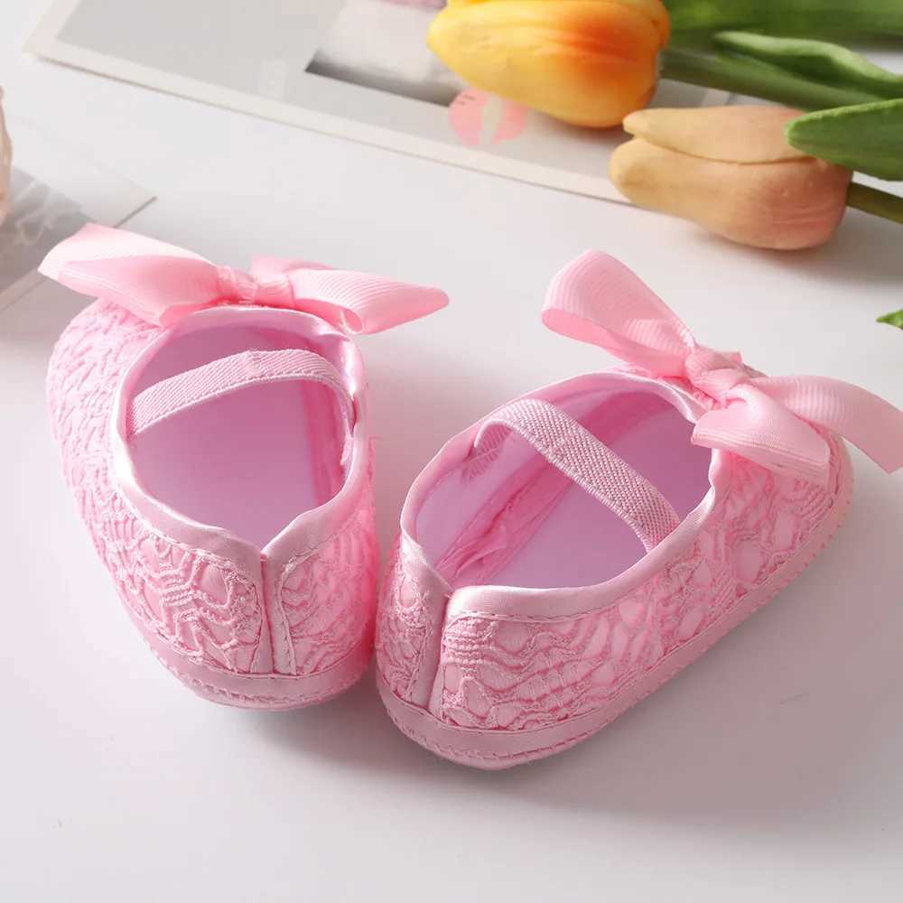 Cute baby shoes with ribbon bow for 0-1 year old newborns soft soled childrens shoes princess first walker dress shoes M240827