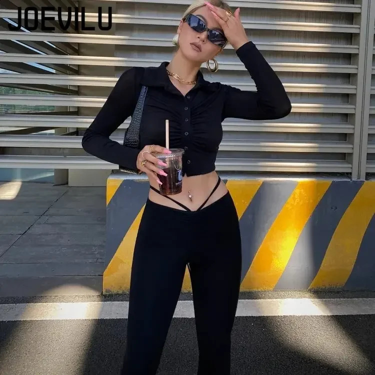 Polo neck pleated crop shirt pleated single chest long sleeved T-shirt for women Korean fashion slim fit top sexy casual Y2K shirt 240827