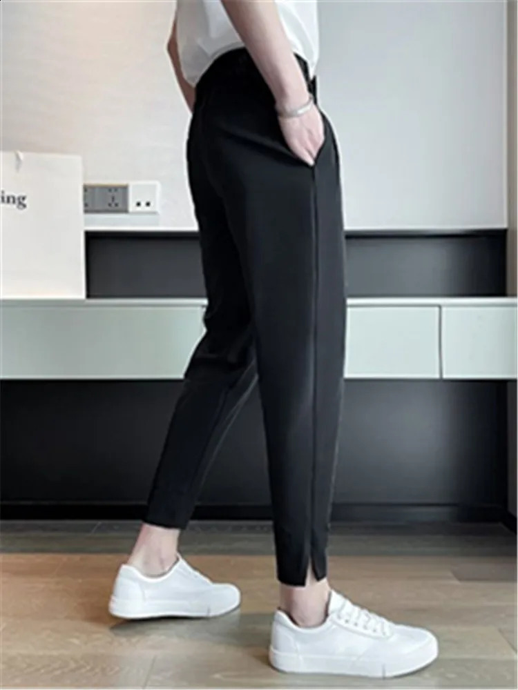 Elegant Casual Blazer Pants Men Korean Fashion Slim Formal Trousers Male Black Dress Pants Classic Suit Pants White Harem Pants 240827
