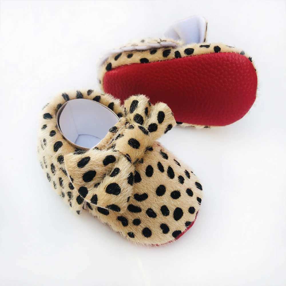 Bow leather baby shoes for newborns boys and girls multi colored childrens red soft sole anti slip first step baby newborn mocha M240827