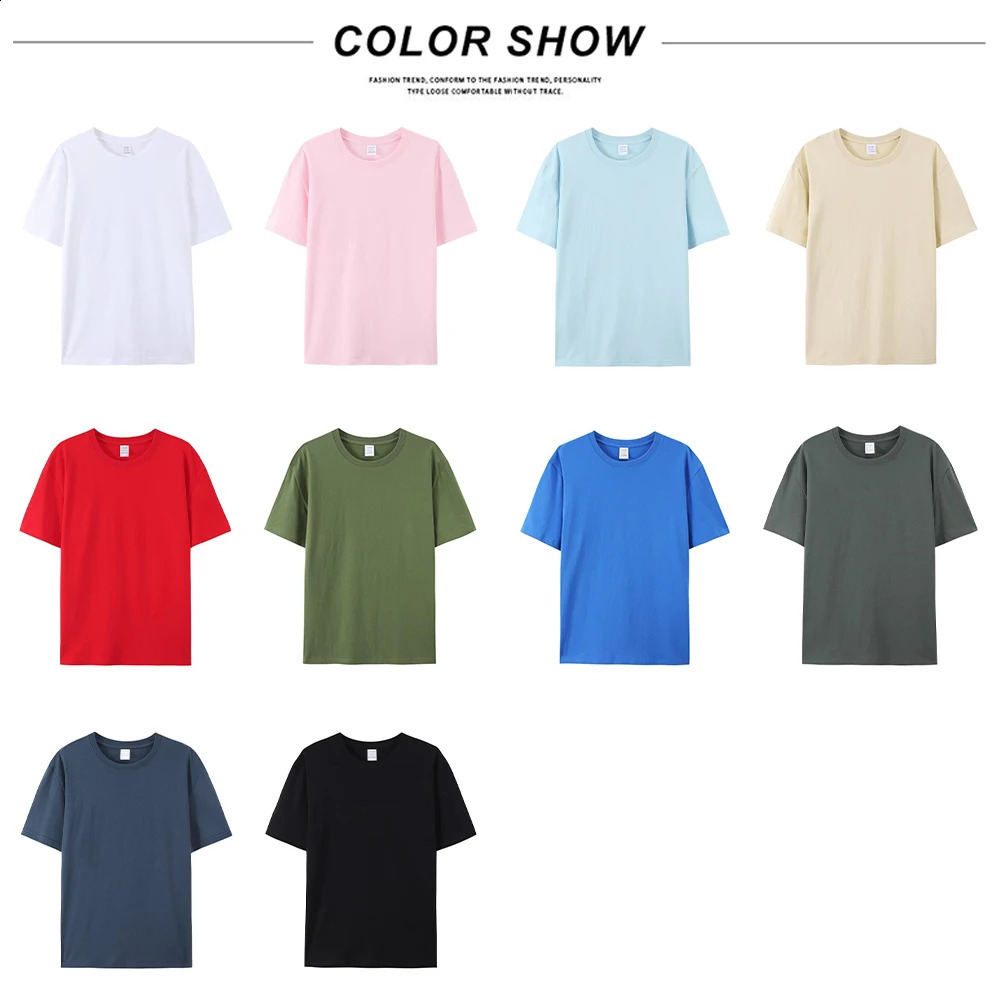 100% pure cotton round neck Tshirt unisex summer wholesale bulk blank black mens Playeras De Algodon 240827