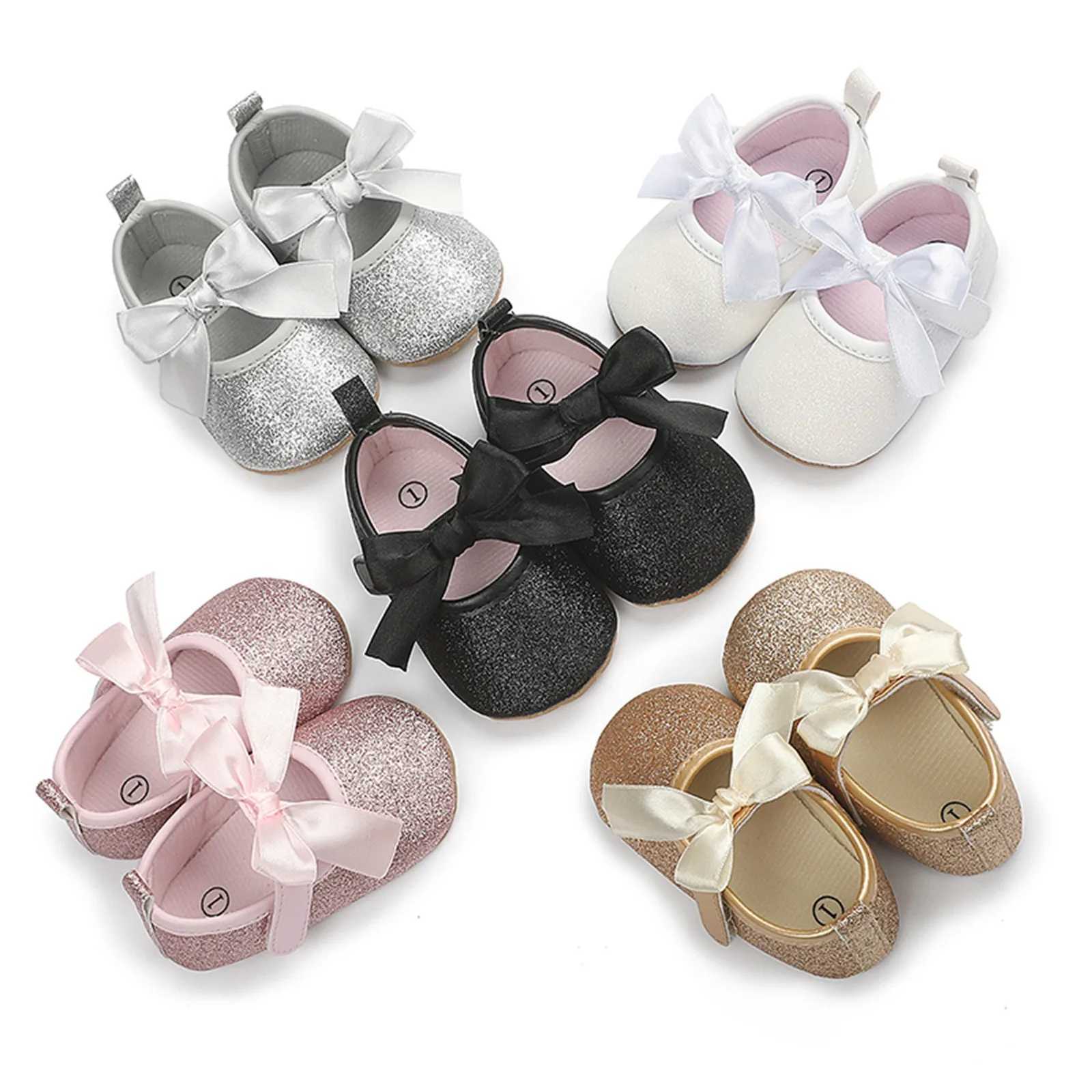 Preschool Children Baby Girls Solid Color Bow Princess Shoes Soft Sole Barefoot Non slip First Step Walker M240827