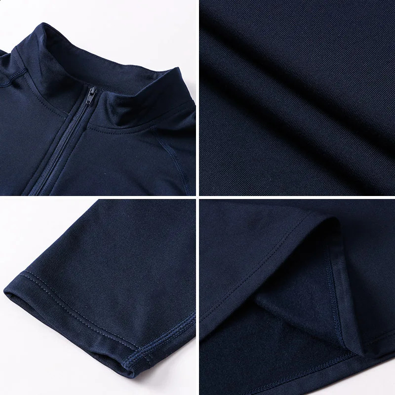 Mens autumn and winter velvet fitness suit Tshirt tight fitting exercise running long sleeved warm stand up hooded sweatshirt 240827