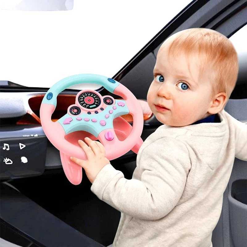 Childrens rear seat steering wheel simulation driving steering wheel toy with lights music kindergarten toy pretend driving toy gift W240827