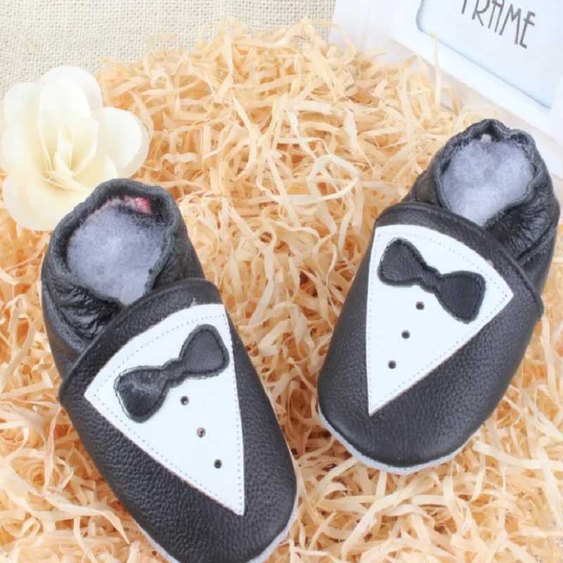 Black genuine leather baby shoes soft and handsome childrens Mocha Xin baby first walking shoes M240827