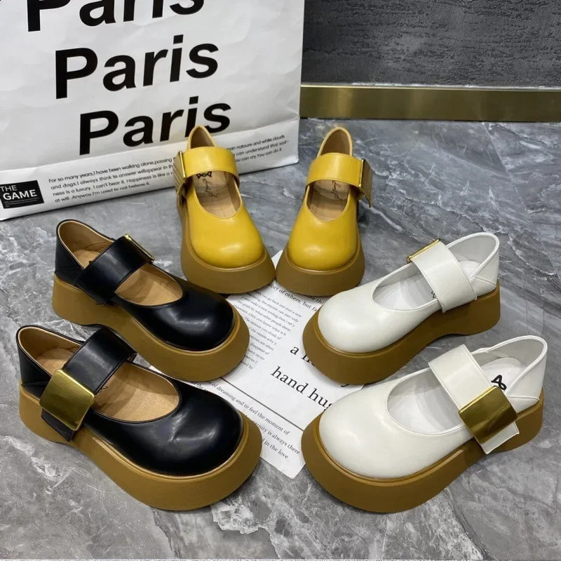 Marys Joyful Shoes Womens Spring 2024 Flat Bottom Thick Bottom British Fashion Trend Apartment 240827