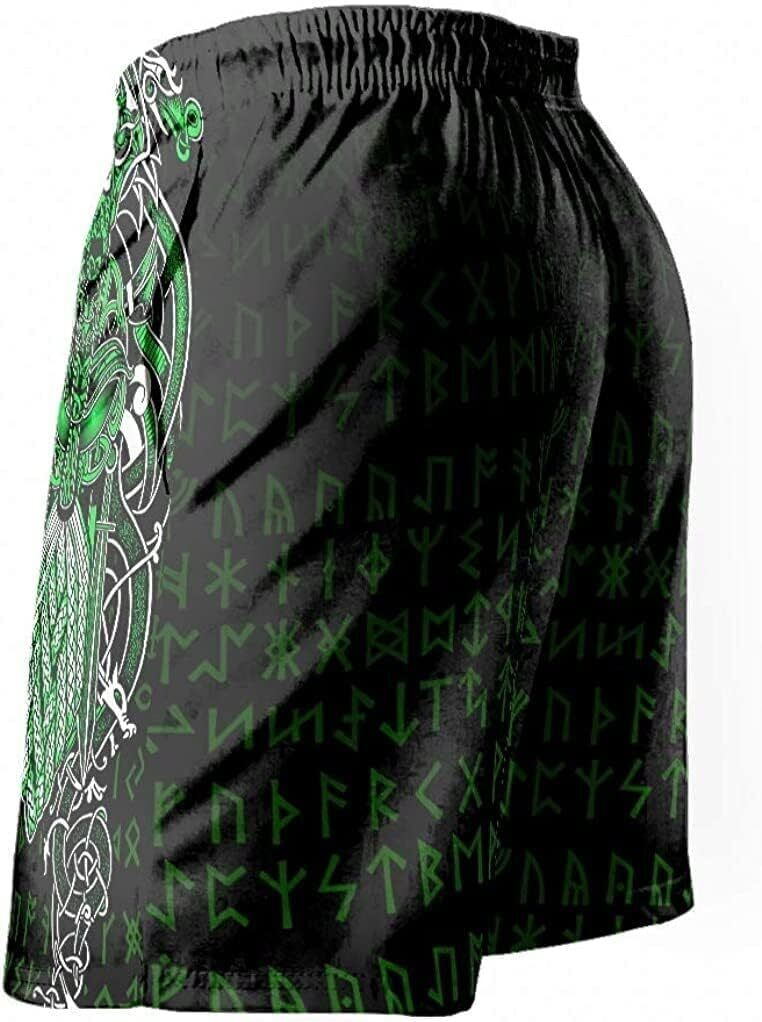 Beach Pants For Men Mens Viking Swim Trunks Norse Myth Odin Totem Shorts 3D Print Board Casual Athletic With Pockets