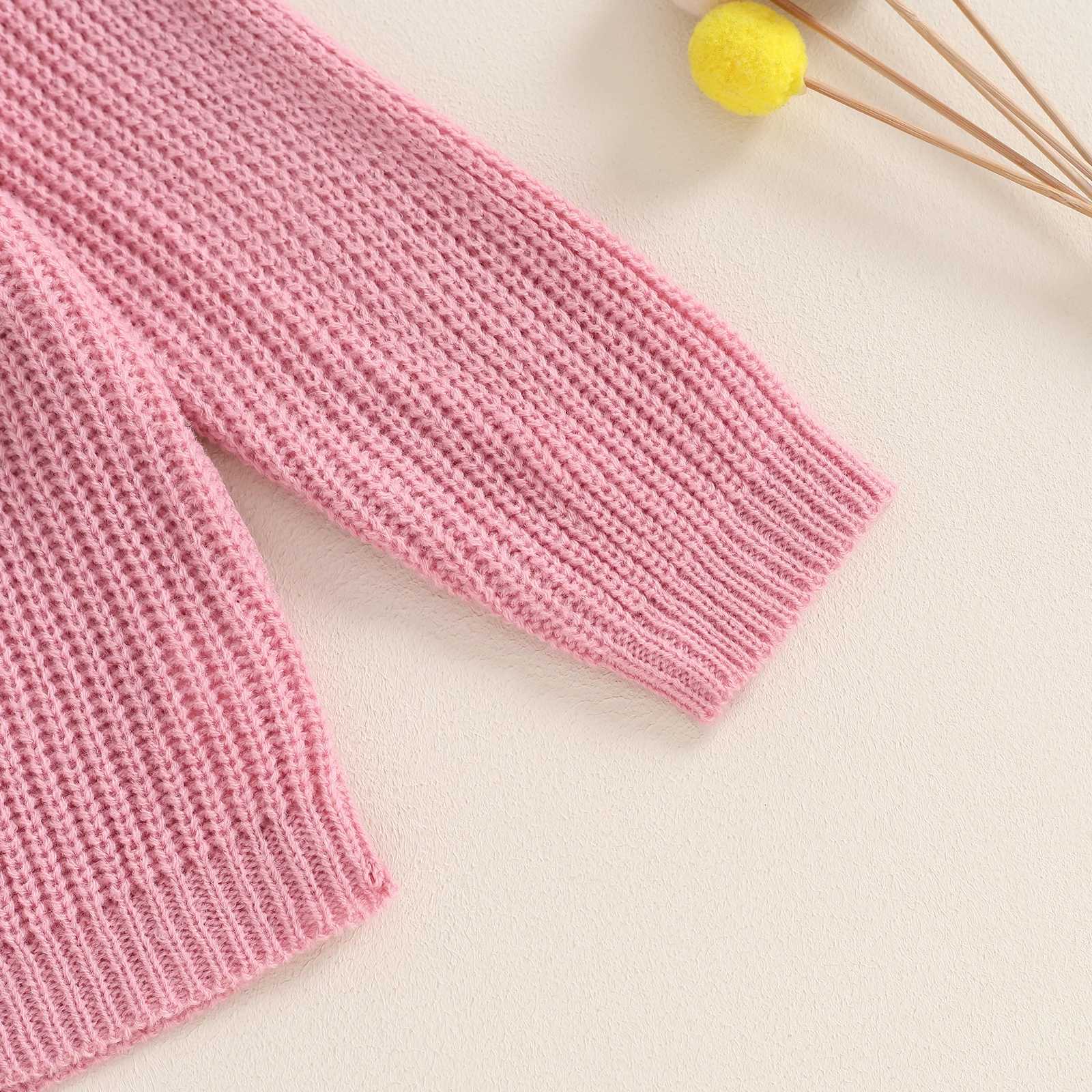 Knitted autumn and winter sweaters for baby girls childrens long sleeved floral letters embroidered zippers childrens topsW240824