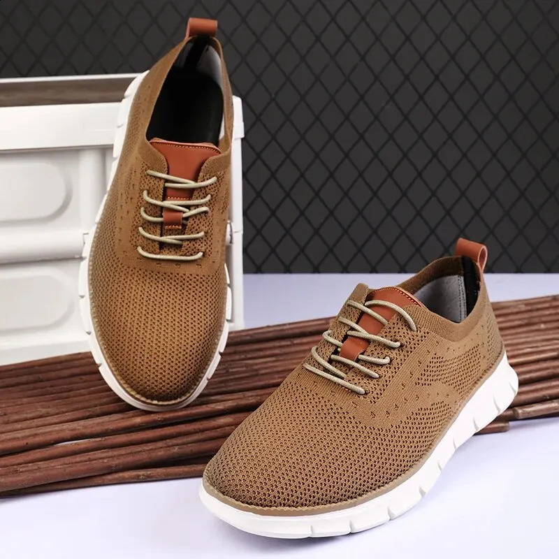 Mens casual shoes mesh lace sneakers breathable road running shoes 240827