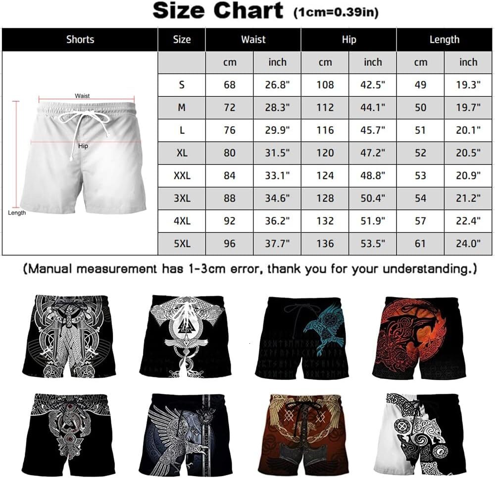 Beach pants for men Viking Athletic Shorts With Pockets Norse Crow Totem CasualShorts Swimming Trunks 3D Print Beach Shorts handsome handsome