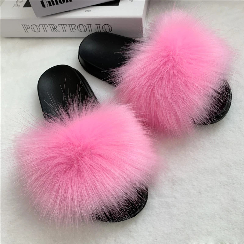 Summer artificial fur slider womens indoor fur slider womens fur slider plush flip flat shoes 240827