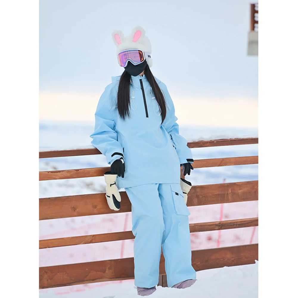 Skiing Suits -30 Warm 5XL New Men and Women Waterproof Rabbit Ears Hat Ski Jacket Snowboarding Suit Ski Clothes Ski Jacket and Pant set H240826