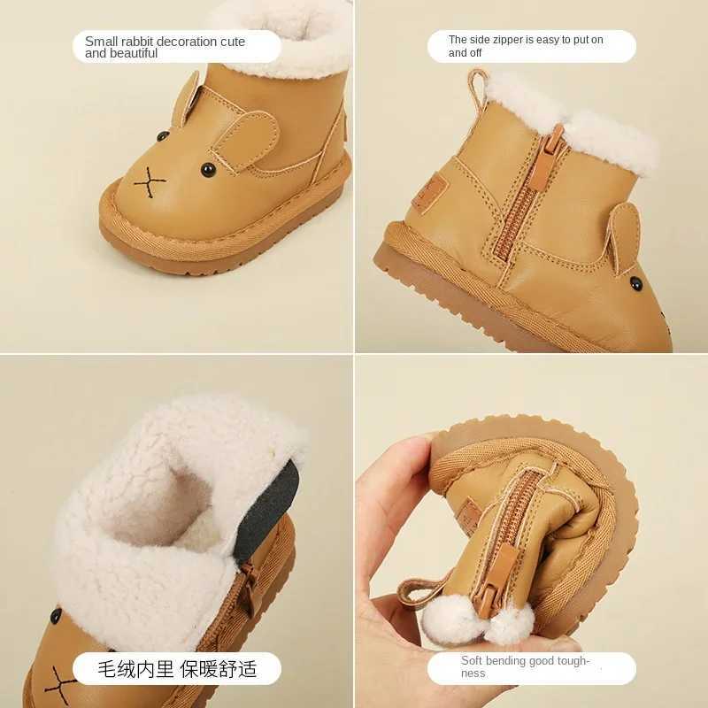Plush Short Boots Cartoon Edition Walking Shoes Baby Warm Snow Boots Autumn and Winter Boys Cotton Shoes M240827