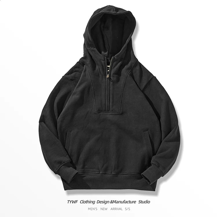 Autumn and Winter American Retro 500G Thick Velvet Knitted Hooded Hoodies Mens 100% Cotton Washed Heavyweight Casual Jacket 240826