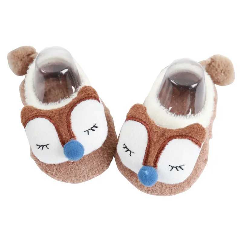 The first walker new toddler baby crawling shoes boys and girls lamb slider front walker trailer fur winter animal ears M240827