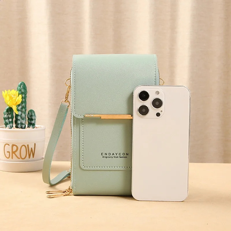 Women Crossbody Shoulder Bags Wallets Touch Screen Cell Phone Purse Soft Leather Strap Handbag for Female Messenger 240826