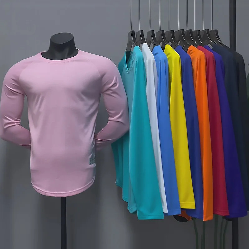 autumn winter mens long sleeved fitness fast drying running sportswear gym training loose round neck Tshirt 240827