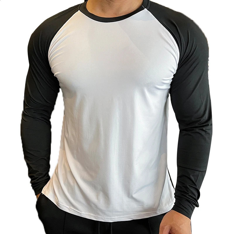 Running gym mens Tshirt long sleeved loose top elastic sports fitness autumn comfortable breathable basketball training jersey 240827
