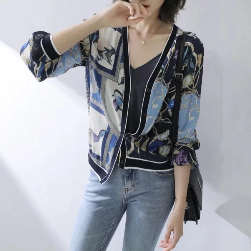 Spring and summer warm and loose womens long sleeved patched short sleeved jackets sun protection clothing thin top cardigans trend 240827