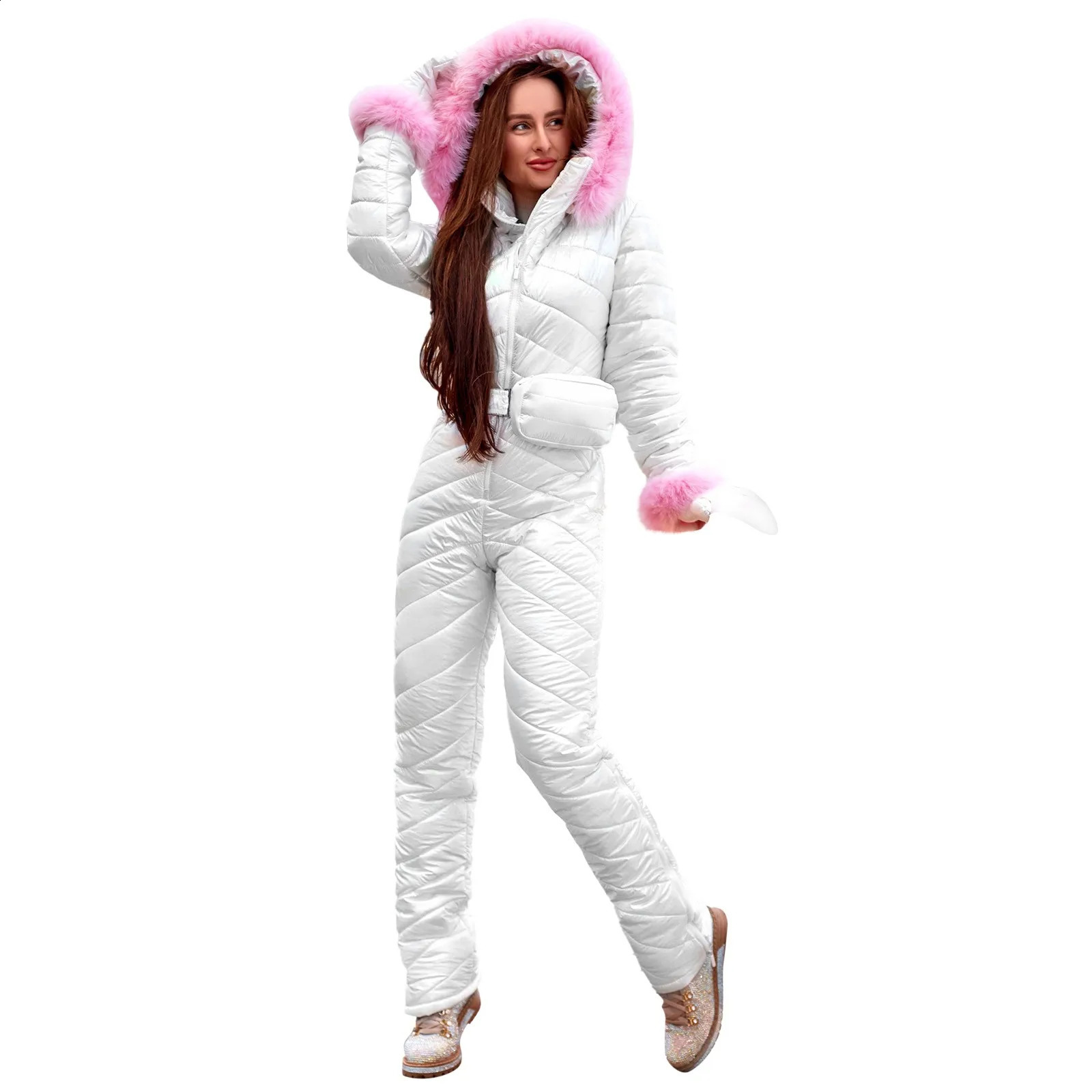 Womens Ski Wear Casual Stay Warm Fashionable Thick Outdoor Sports jumpsuit Cocktail Overalls Set 240826