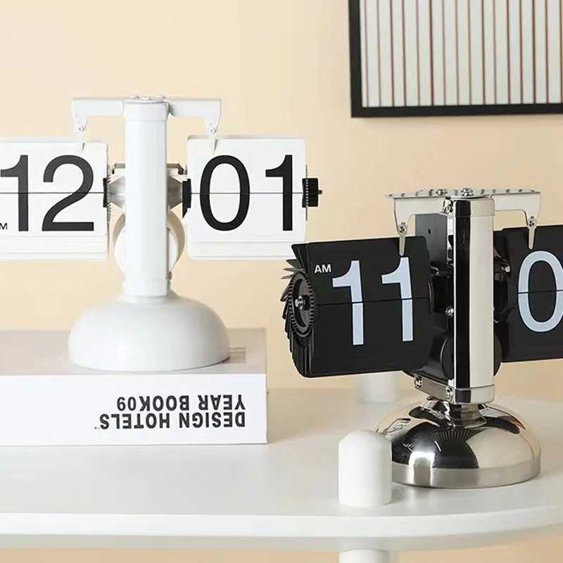 12/24-hour retro automatic flipping clock page clock office desk clock flipping digital clock flipping desktop office room home decoration CL240827