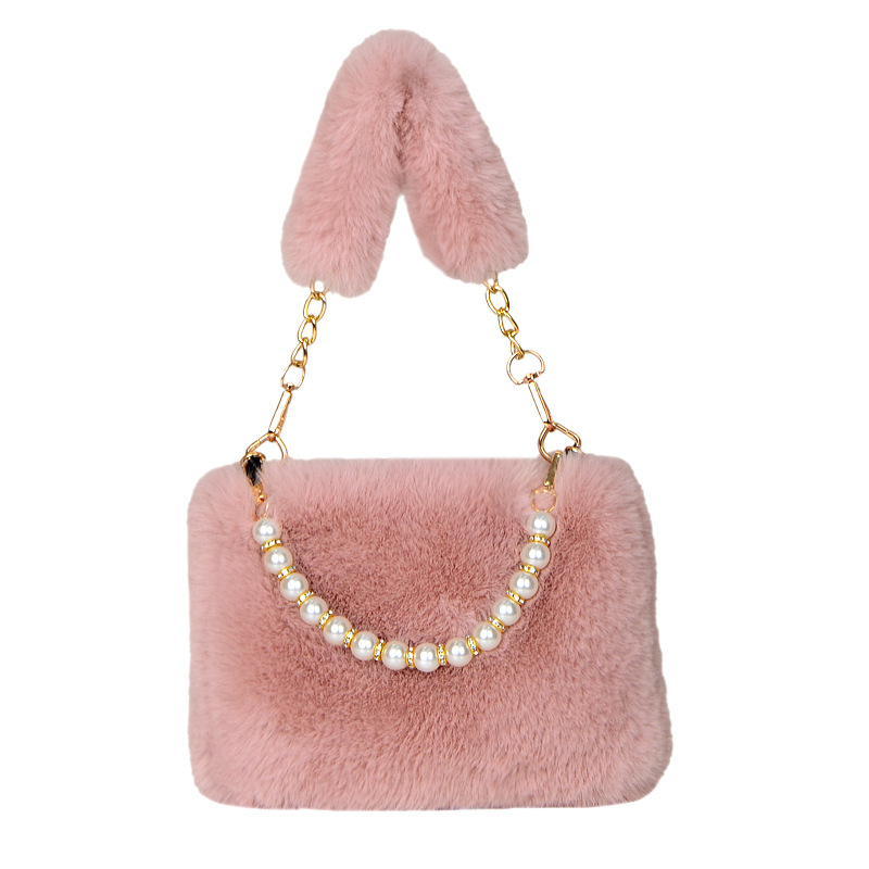 Autumn Winter Plush Bags New Styles For Women Niche Chain Crossbody Bags Fashionable Small Square Bags Plush Bags Casual
