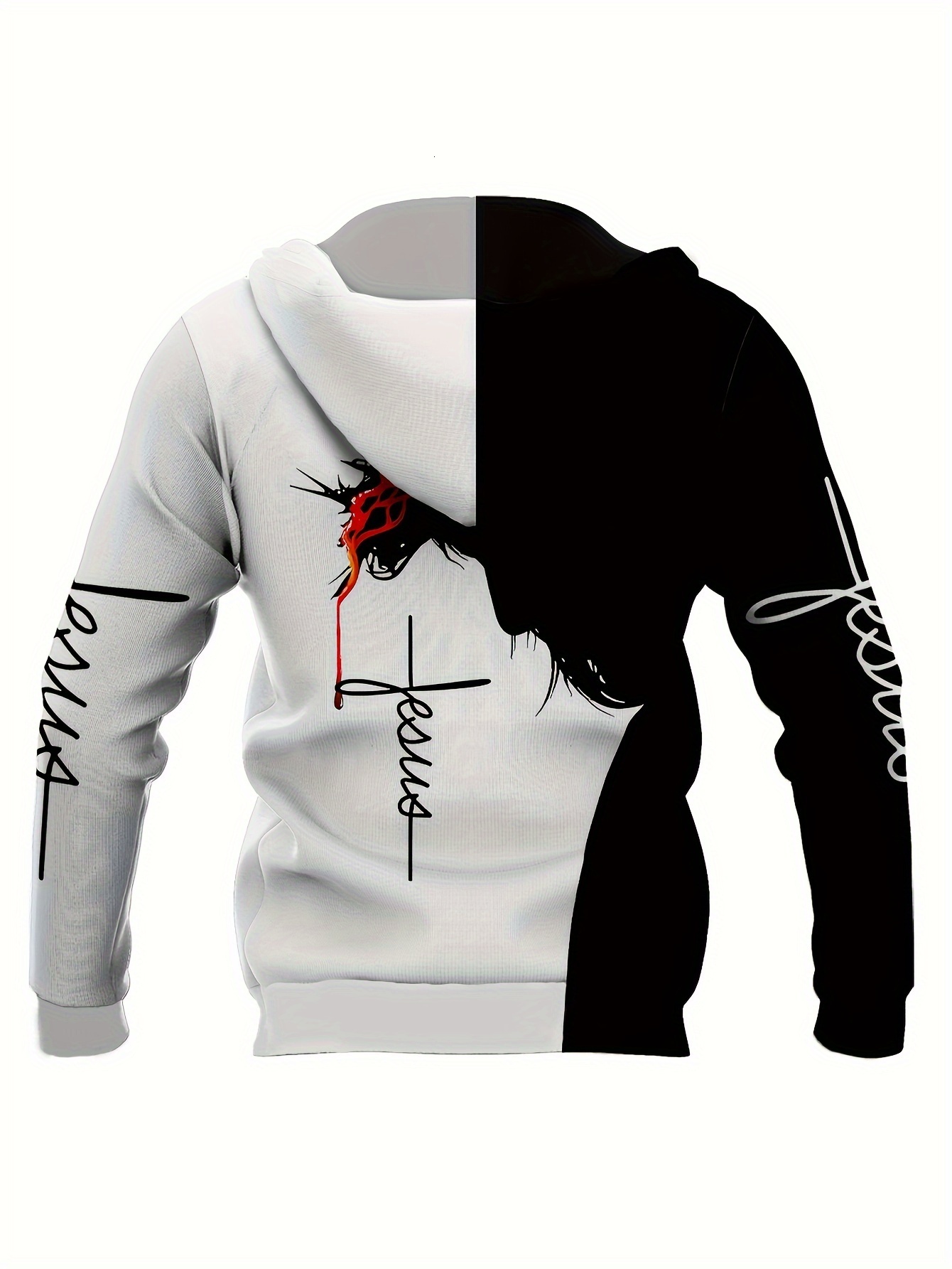 Men's Casual Jesus Graphic 3D Print Hoodie Sweatshirt With Pocket Drawstring Hooded Pullovers Sweat Shirts For Men, Men's Novelty Hoodies